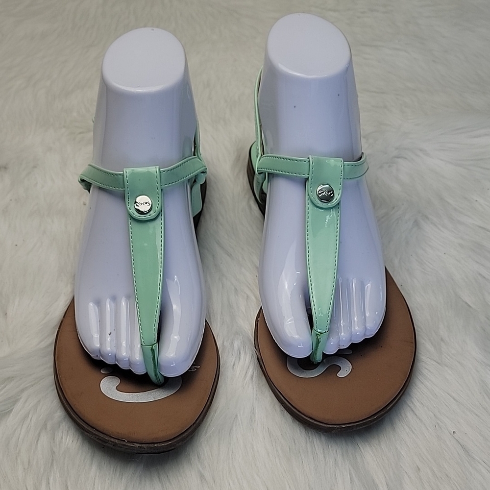 CIRCUS | SAM EDELMAN Cayden Seafoam Patent Open Toe Sling Back Thong Sandals 8.5